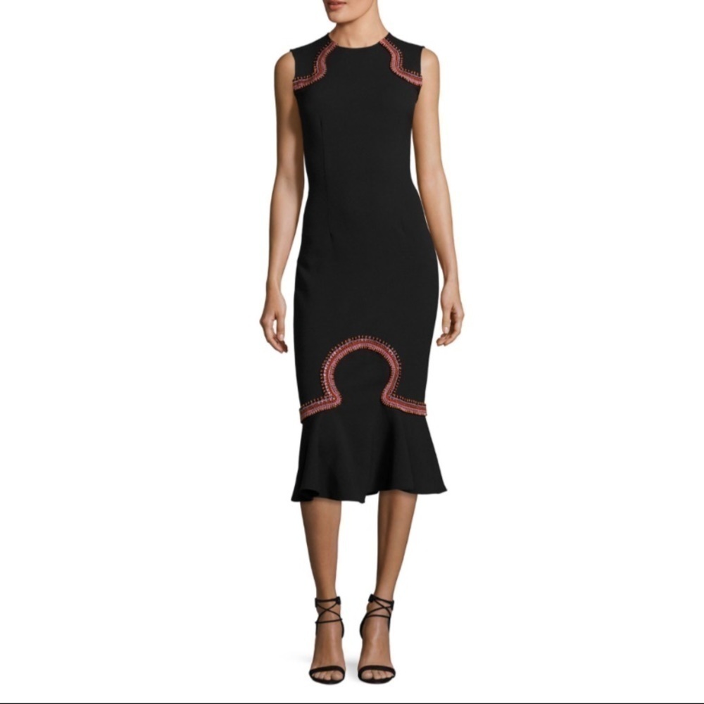 Opening Ceremony Black and Red Midi Dress
